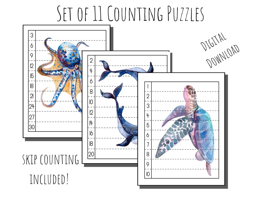 Skip Counting Ocean Puzzles, Montessori Toy, CC Skip Count Activity ...