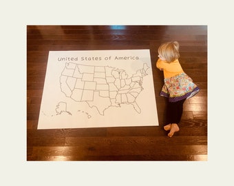United States Map Coloring Page, US States and Capitals, Homeschool Geography, United States Geography , USA Map Work Sheet, Kids Activity