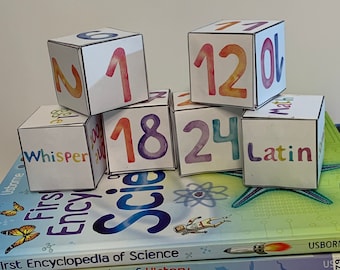 Classical Conversations Review Game Dice, community day activity, memory masters, dice bundle, homeschool craft, weeks 1-24