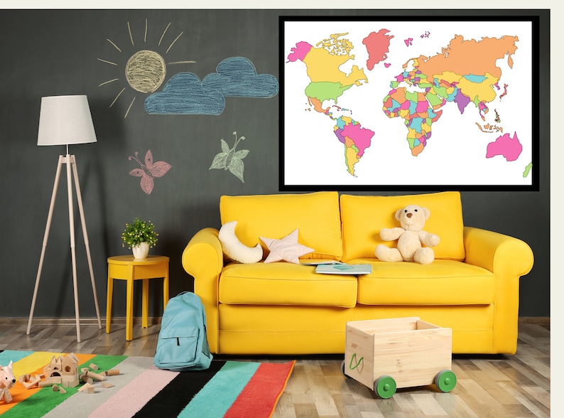 World Map Giant Coloring Pages Bundle, Countries of the World, Continents Work Sheet, Africa Map, Asia Map, Australia Map, South America image 3