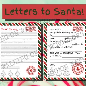 Druckbarer Weihnachtsmann Brief, Vorschulkind Brief an den Weihnachtsmann, Buchstaben vom Weihnachtsmann DIY, Kinder Weihnachtswunschliste, Elfen Brief, Feiertagsliste