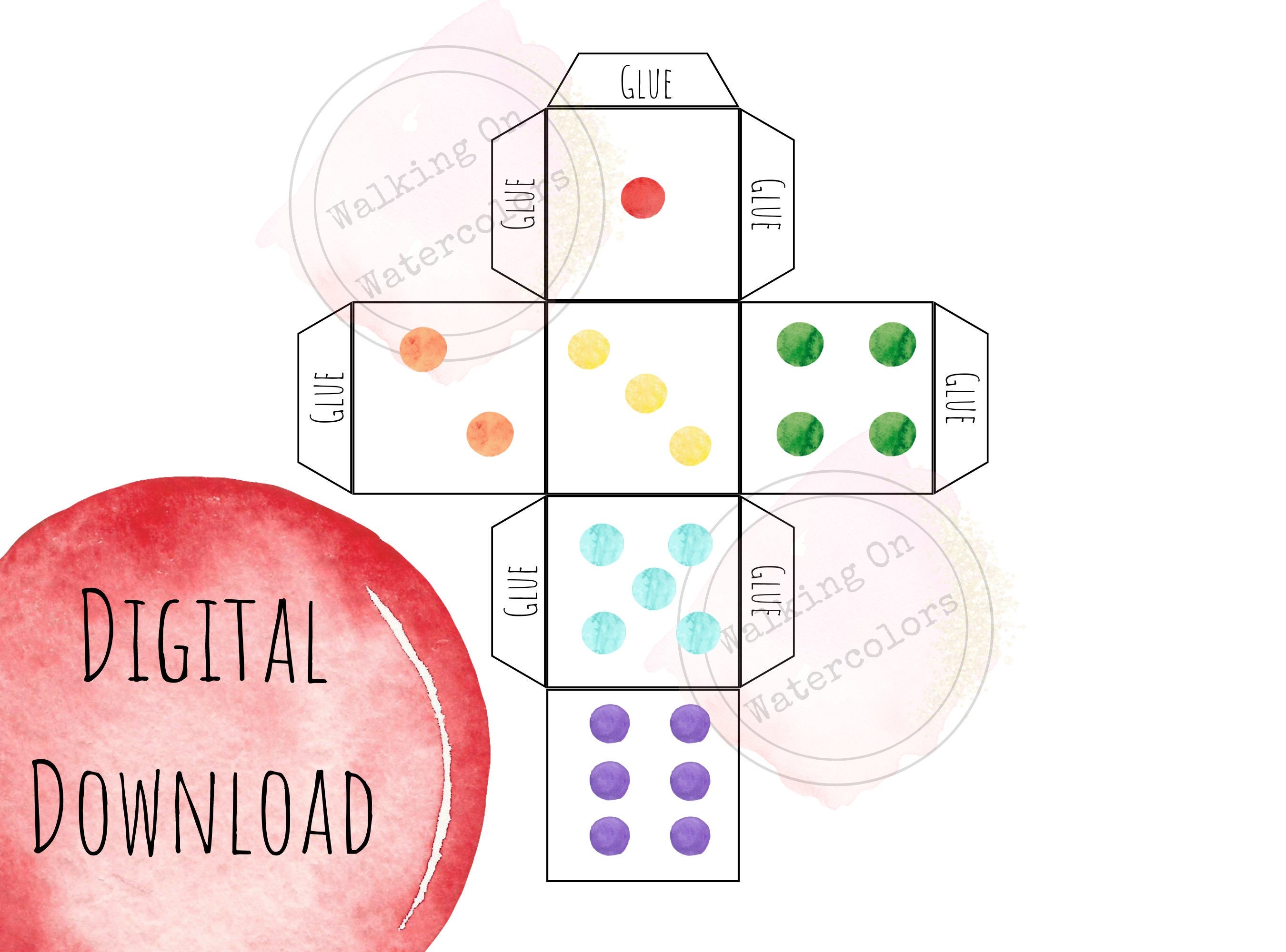 rainbow dot dice homeschool activity class game printable etsy