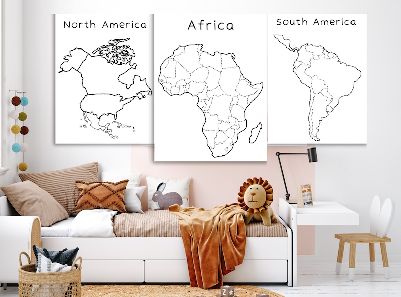 World Map Giant Coloring Pages Bundle, Countries of the World, Continents Work Sheet, Africa Map, Asia Map, Australia Map, South America image 6