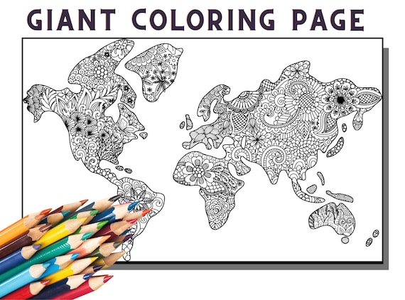 World Map Coloring Page Classroom Geography Learn Geography - Etsy