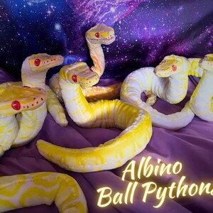 Albino Ball Python art dolls, plush stuffed snake
