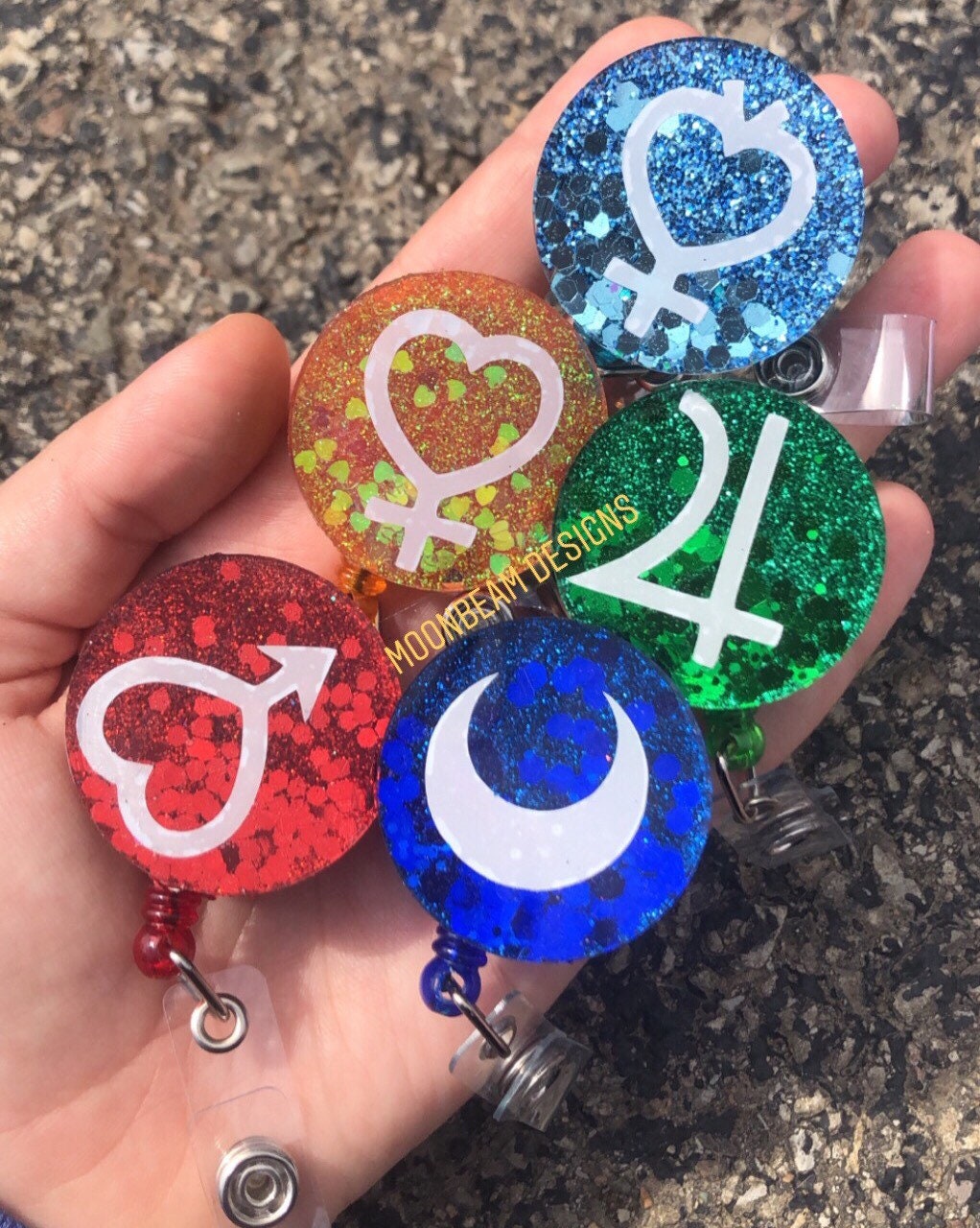 Sailor Moon Planetary Symbols Inspired Badge Reels ID Holder