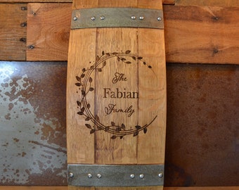 Family Personalized Monogram Wine Barrel Stave Sign/Laser Engraved/Laser Engraving/Personalized/Wedding/Wall Art/Wall Hanging/Free Shipping