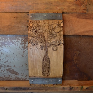 Wine Art made from Wine Barrel Stave Sign/Laser Engraved/Laser Engraving/Personalized/Wedding/Wall Art/Wall Hanging/Free Shipping