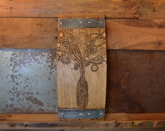 Wine Art made from Wine Barrel Stave Sign/Laser Engraved/Laser Engraving/Personalized/Wedding/Wall Art/Wall Hanging/Free Shipping