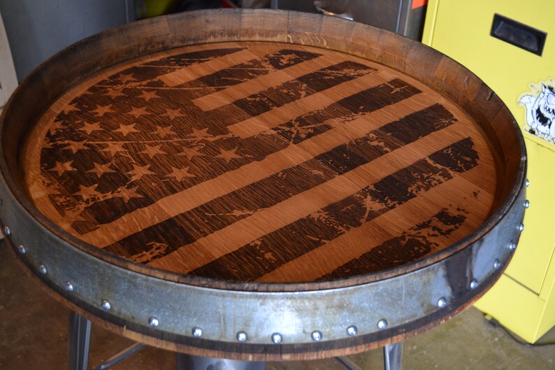 Personalized American Flag Reclaimed Wine Barrel Head/lazy Etsy