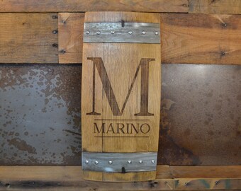 Family Personalized Monogram Wine Barrel Stave Sign/Laser Engraved/Laser Engraving/Personalized/Wedding/Wall Art/Wall Hanging/Free Shipping