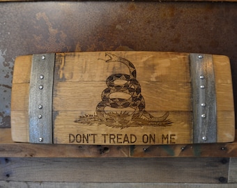 Don't Tread On Me Gadsden Flag Wine Barrel Stave Sign/Laser Engraved/Laser Engraving/Personalized/Wall Art/Wall Hanging/Free Shipping