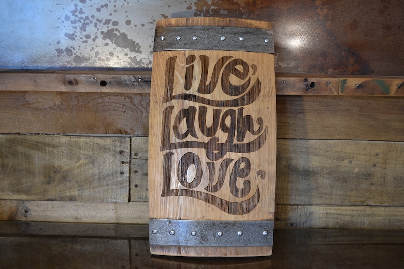LIVE LAUGH LOVE Wine Barrel Stave SignLaser EngravedLaser EngravingPersonalizedWeddingWall ArtWall HangingFree Shipping