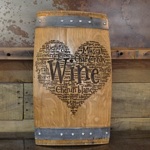 Heart of Wine Barrel Stave Sign/Laser Engraved/Laser Engraving/Personalized/Wedding/Wall Art/Wall Hanging/Free Shipping