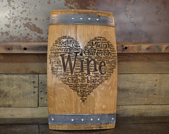 Heart of Wine Barrel Stave Sign/Laser Engraved/Laser Engraving/Personalized/Wedding/Wall Art/Wall Hanging/Free Shipping