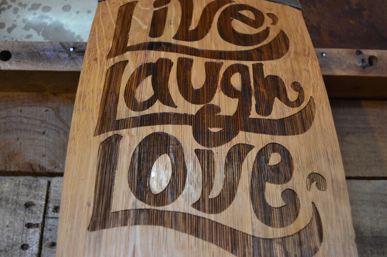 LIVE LAUGH LOVE Wine Barrel Stave SignLaser EngravedLaser EngravingPersonalizedWeddingWall ArtWall HangingFree Shipping