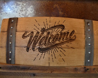 Welcome Wine Barrel Multi Stave Sign
