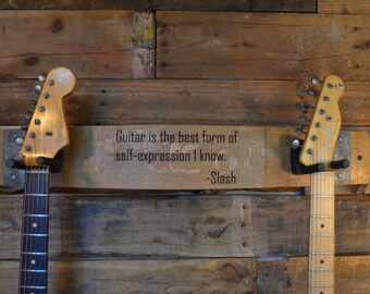 Personalized Wine Stave Dual Guitar Holder/Wall Hanger/Wall Art/Music/Free Shipping/Guitar Rack/Bass Holder/Musician/Guitar Stand