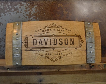 Personalized Family Established Wine Barrel Stave Sign