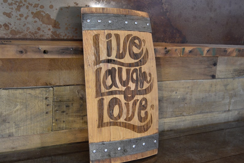 LIVE LAUGH LOVE Wine Barrel Stave SignLaser EngravedLaser EngravingPersonalizedWeddingWall ArtWall HangingFree Shipping