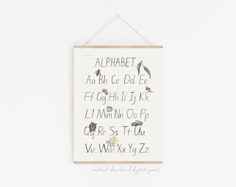 Aussie Alphabet- printable art, instant download, ABC poster, Queensland font, Alphabet wall art, kids educational art, Homeschool art, ABC