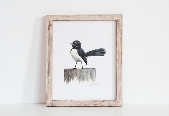 Willy Wagtail art, instant digital download, printable art, Australian bird art, Aussie birds, Australian themed art, Watercolour Wagtail,