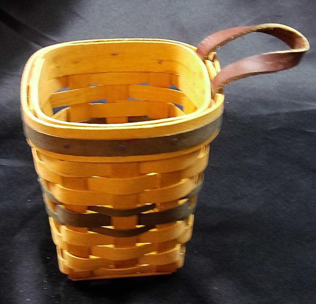 Small Carnation Baskets Signed Hand Woven Basket With Leather Etsy