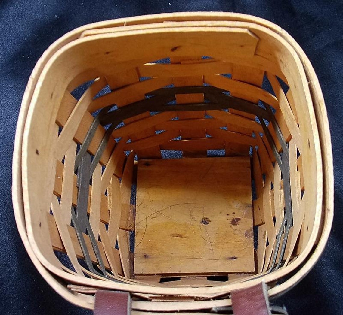 Small Carnation Baskets Signed Hand Woven Basket With Leather Etsy