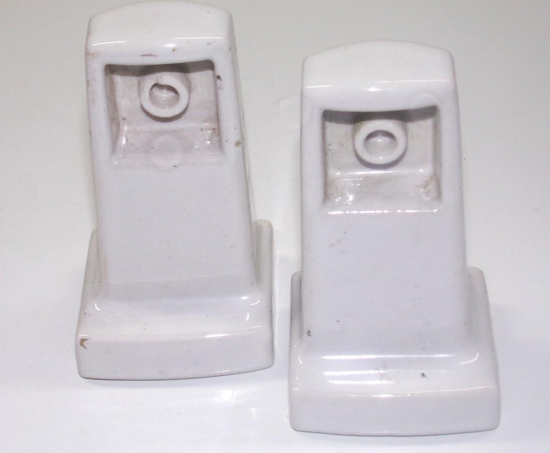 Pair of Vintage Porcelain Towel Rack Ends - Etsy