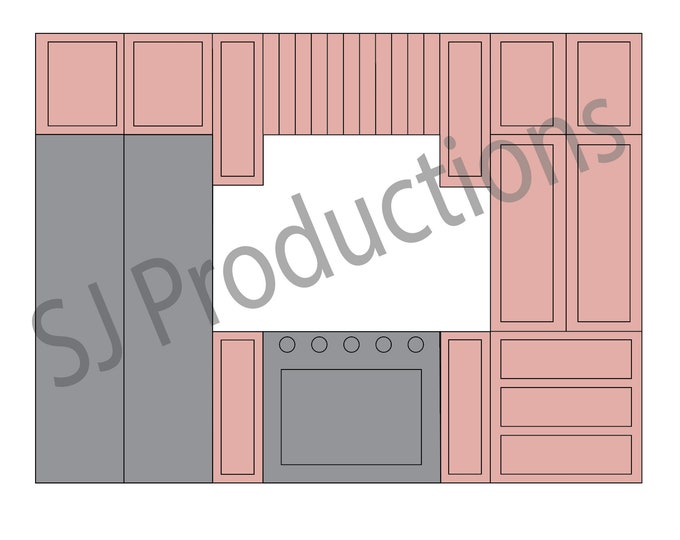 Doll House Kitchen Cabinets Laser Cut File 1/12"