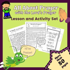 All About Prayer with the Lord&#39;s Prayer - Lesson and Activity Set (Printable, Sunday school, Children&#39;s Church, Christian Classroom, VBS)