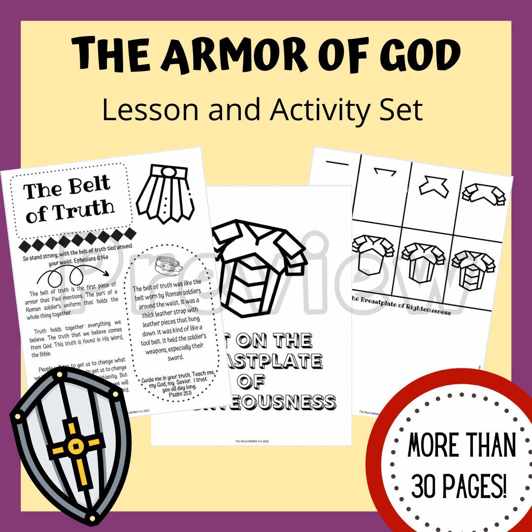 The Armor of God for Kids printable, Sunday School, Children's Church