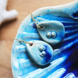 Echoes / Ceramic Earrings with Seashell Reliefs image 1