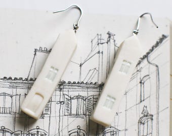 Grandes maisons / Boucles d'oreilles en porcelaine