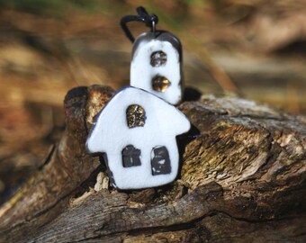 Raku Village / Porcelain Pendant and Brooch
