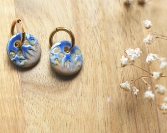 Under the Sky / Porcelain Hoop Earrings