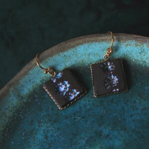 Sequence / Black Ceramic Earrings with Seashell Imprints