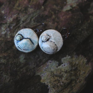 Shellscape / Seashell Relief Ceramic Earrings image 2