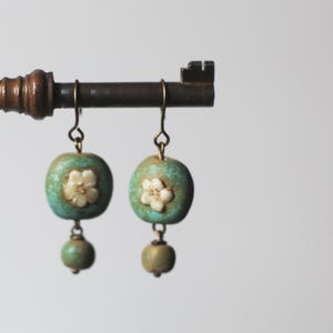 Patina Flowers / Porcelain Earrings