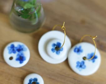Myosotis Hoops / Porcelain Earrings