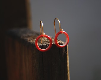 Red Rim / Porcelain Earrings