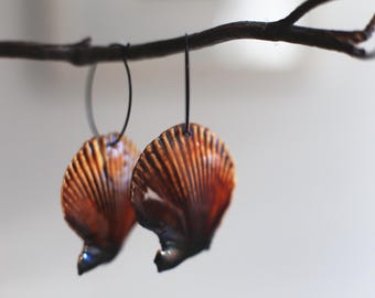 My blood is the Ocean / Porcelain Seashell Earrings