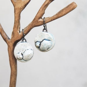 Shellscape / Seashell Relief Ceramic Earrings image 3