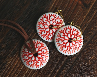 Coral Branches / Porcelain Jewellery Set