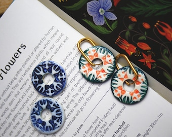 Flower Time / Porcelain Charm Hoop Earrings