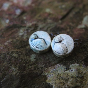 Shellscape / Seashell Relief Ceramic Earrings image 4