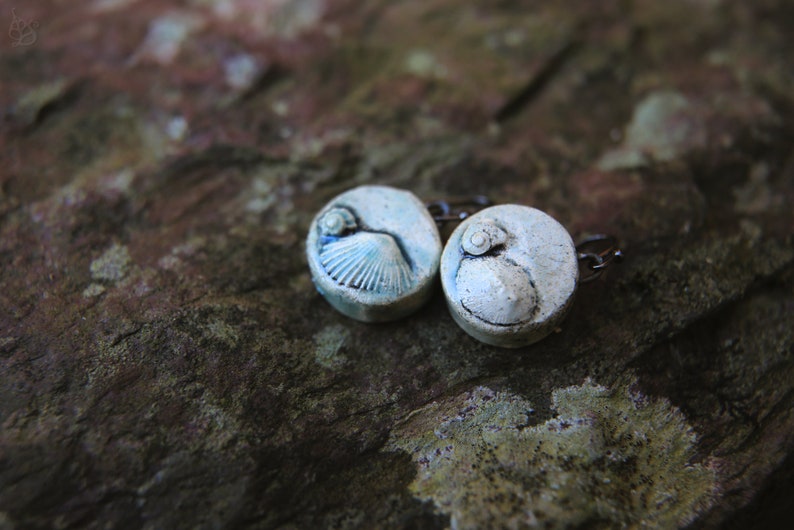 Shellscape / Seashell Relief Ceramic Earrings image 4