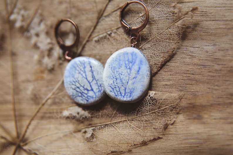 Seaweed Grove / Ceramic Earrings with Algae Imprints image 5