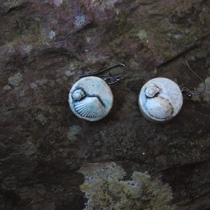 Shellscape / Seashell Relief Ceramic Earrings image 5