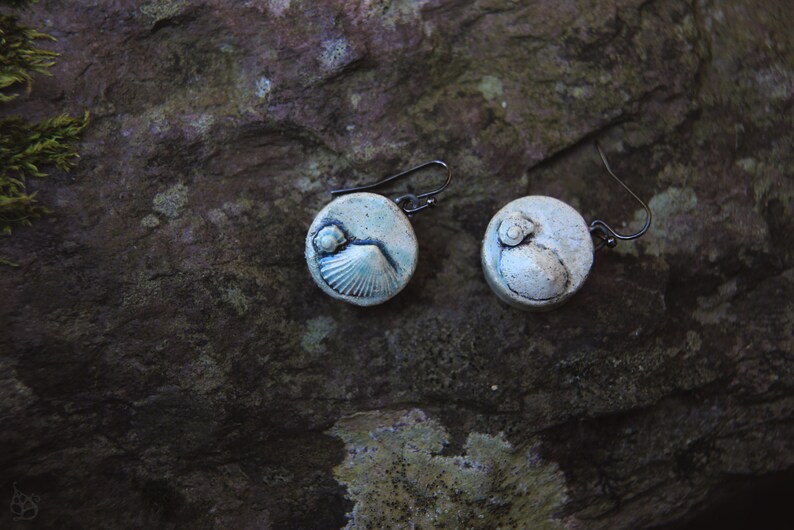 Shellscape / Seashell Relief Ceramic Earrings image 5